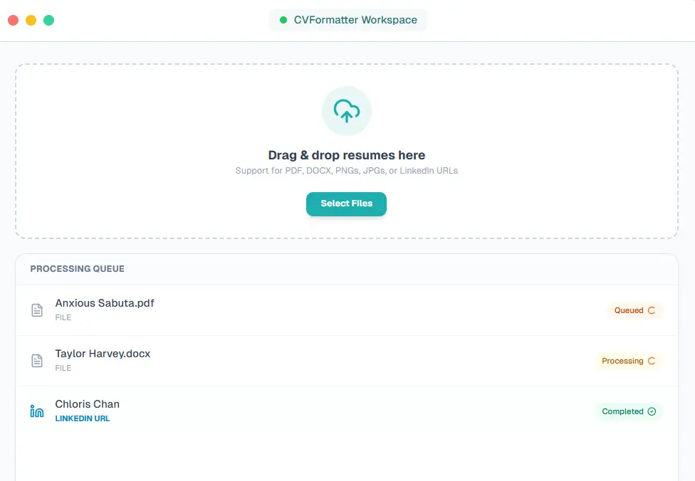 CVFormatter branded CV templates