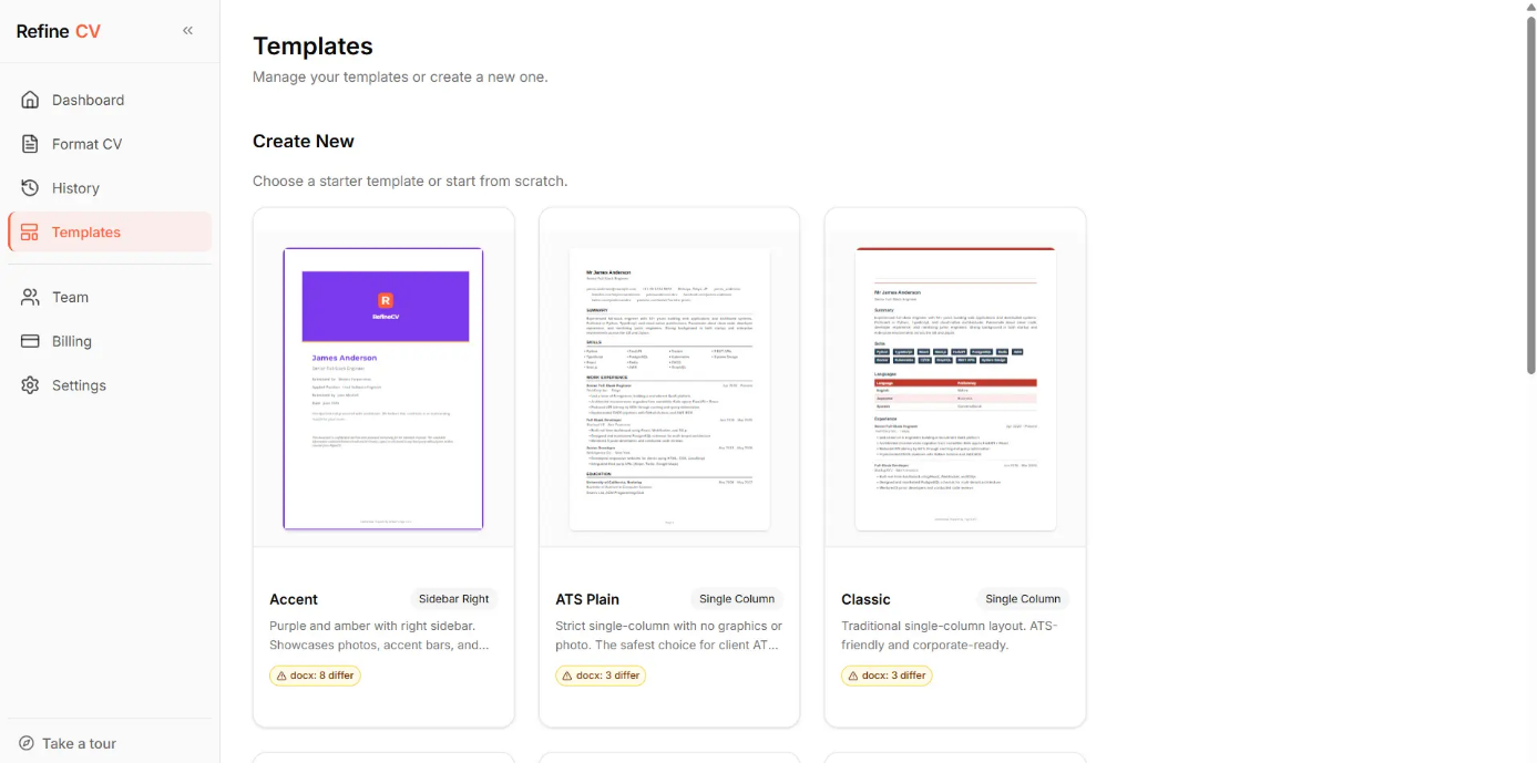 RefineCV candidate presentation dashboard